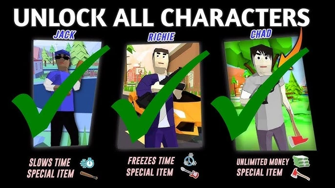 Dude Theft Wars Mod APK exciting feature-all characters unlock
