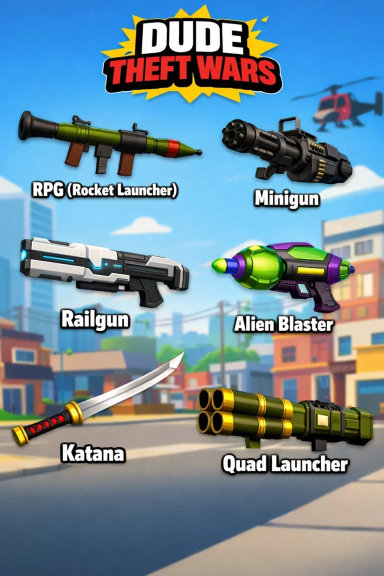 Best weapons in Dude Theft Wars